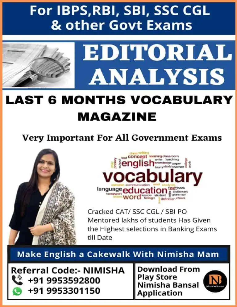 Nimisha Bansal Last Six Months Vocabulary Magazine